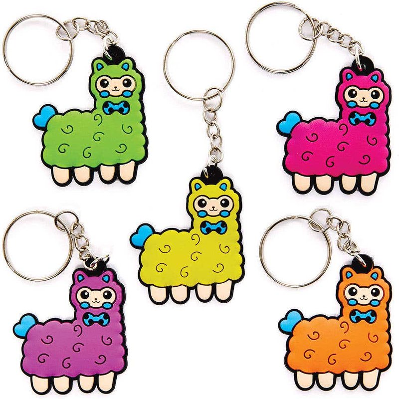 Llama Keyrings (Pack of 10) Pocket Money Toys 5 assorted llama colours - Orange, Yellow, Green, Purple & Pink