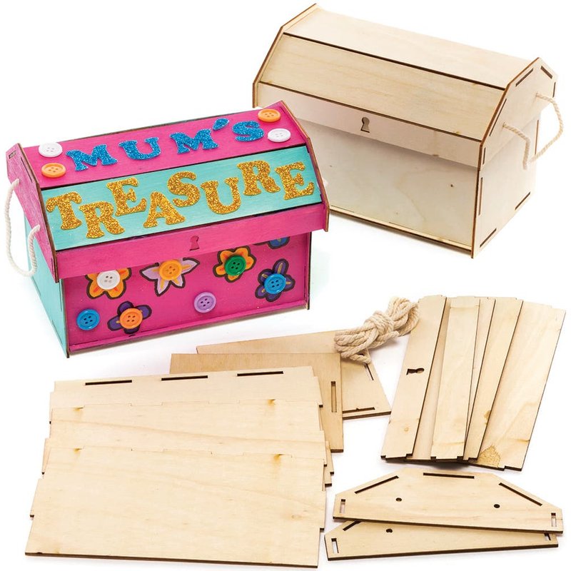 Wooden Treasure Chest Kits (Pack of 2) Art Craft Kits