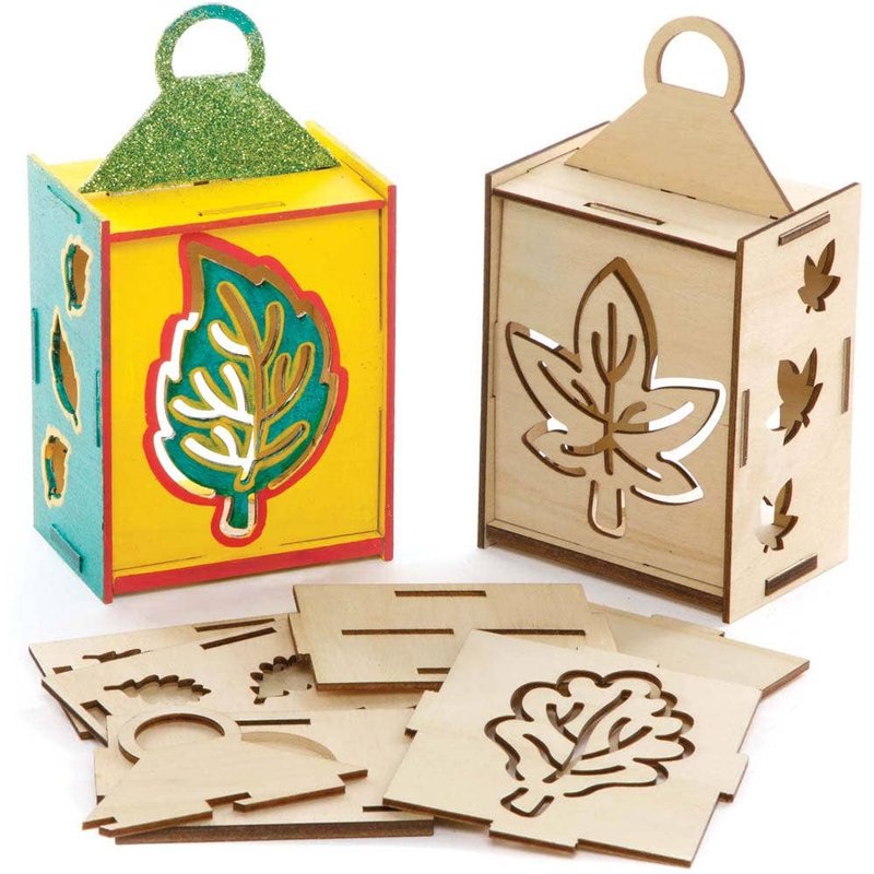 Autumn Wooden Lantern Kits (Pack of 3) Craft Kits For Kids