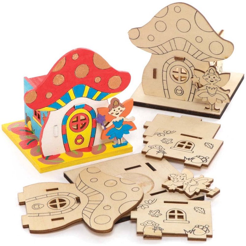 Fairy House Wooden Tealight Holder Kits (Pack of 3) Craft Kits For Kids
