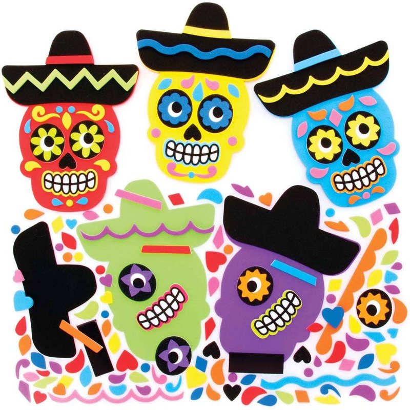 Day of the Dead Mix & Match Magnet Kits (Pack of 8) Halloween Crafts 8 colours - Orange, Green, Pink, Purple, Red, Blue, Light Blue & Yellow