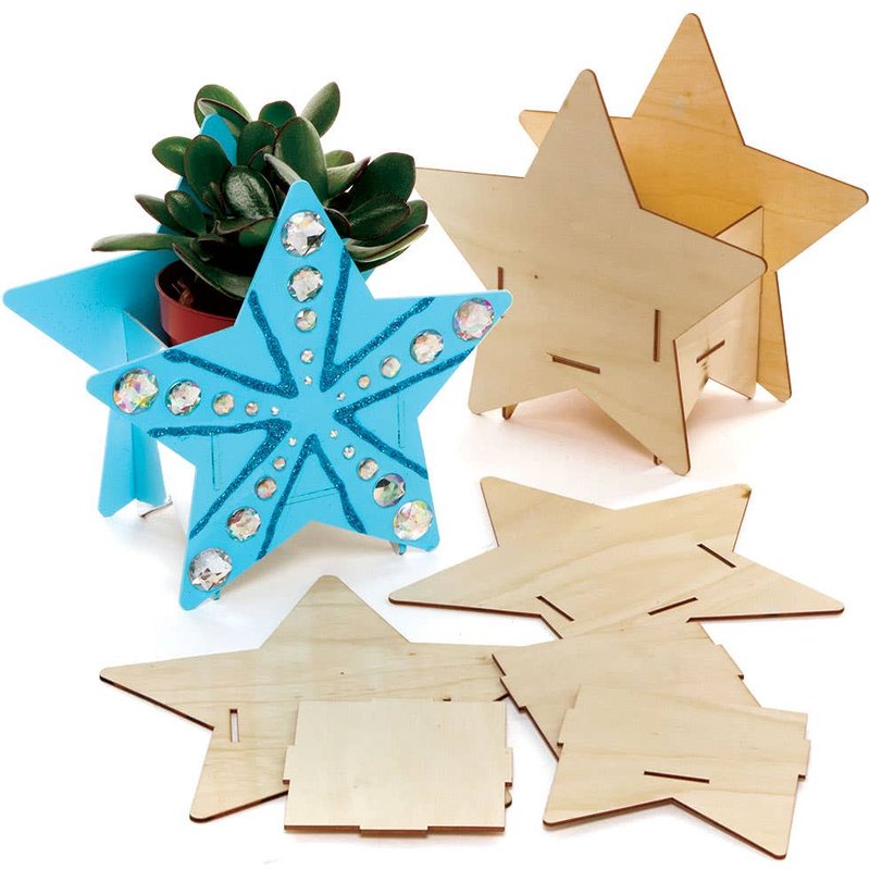 Star Wooden Flowerpot Kits (Pack of 3) Nature Craft Kits