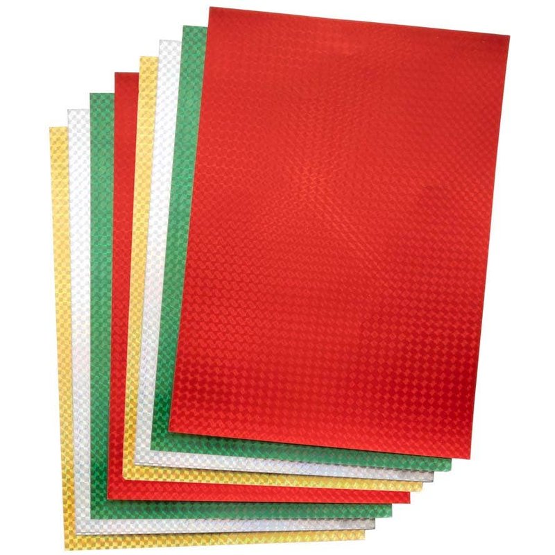 Christmas A4 Holographic Card 200gsm (Pack of 20) Christmas Craft Supplies 4 colours - Silver, Gold, Green & Red