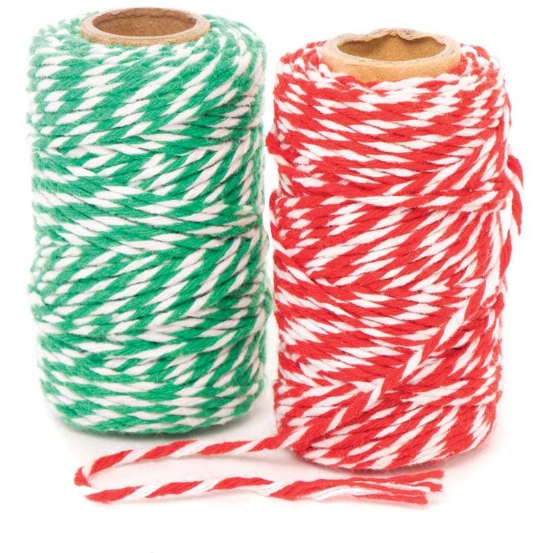 Christmas Twine (Pack of 2) Christmas Craft Supplies 2 colourways - Red/White & Green/White