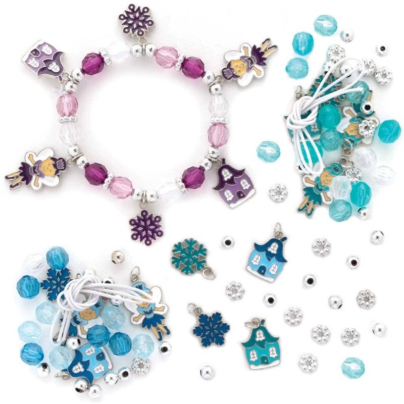 Winter Fairy Charm Bracelet Kits (Pack of 3) Christmas Crafts 3 colourways - Teal/White, Purple/White & Blue/White