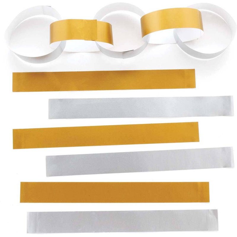 Gold & Silver Metallic Paper Chains (Pack of 200) Party Decorations 2 colours - Gold & Silver