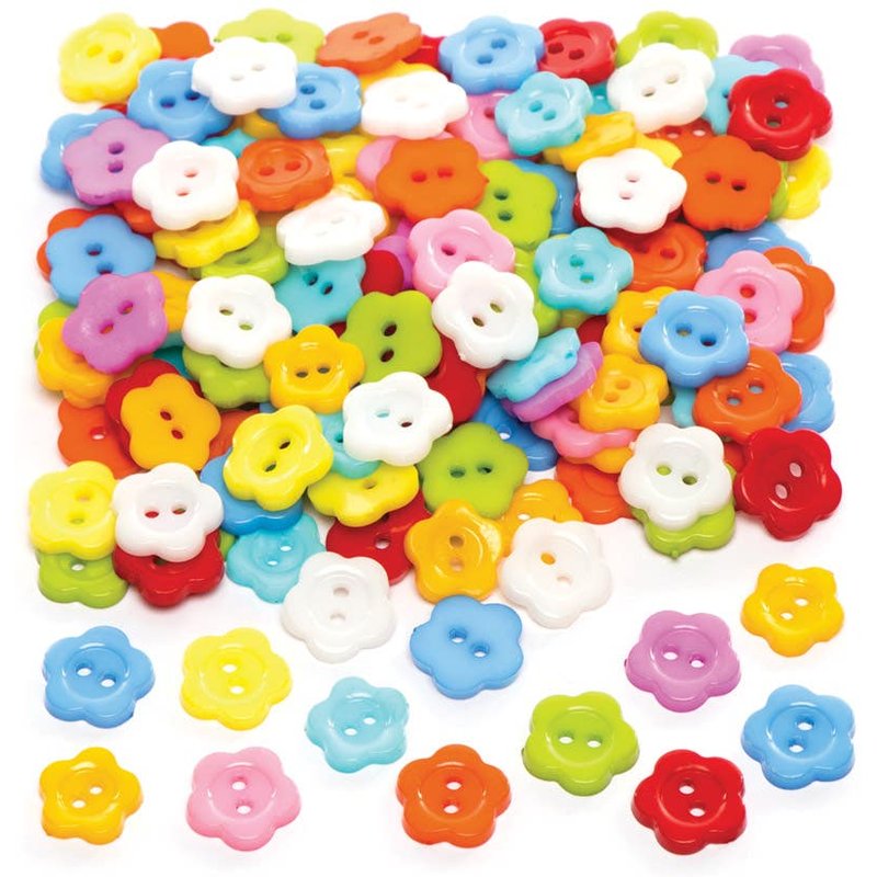 Flower Buttons (Pack of 150) Craft Embellishments Assorted colours