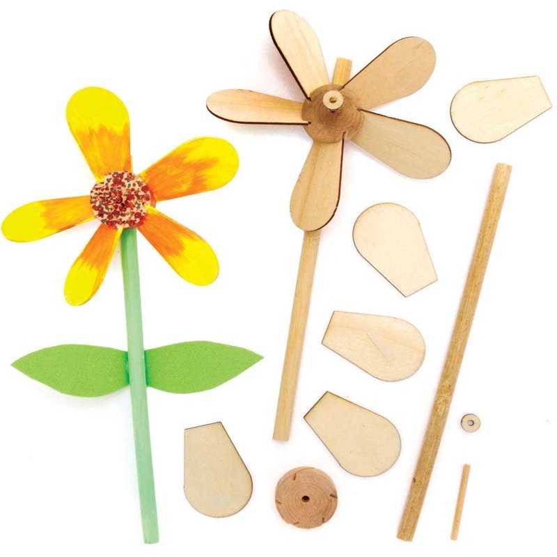 Flower Wooden Windmill Kits (Pack of 5) Nature Craft Kits