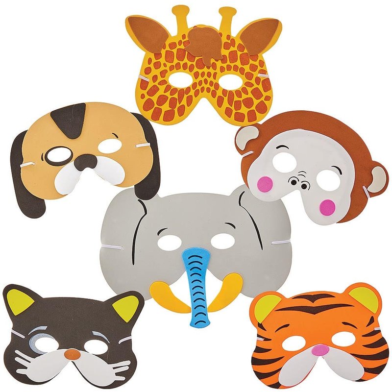 Animal Foam Masks (Pack of 12)