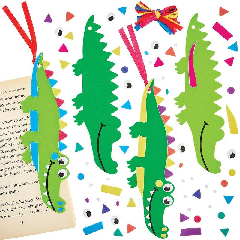 Crocodile Mix & Match Bookmark Kits (Pack of 8) Foam Crafts, No Glue Required, 8 Assorted Designs, Length 19cm