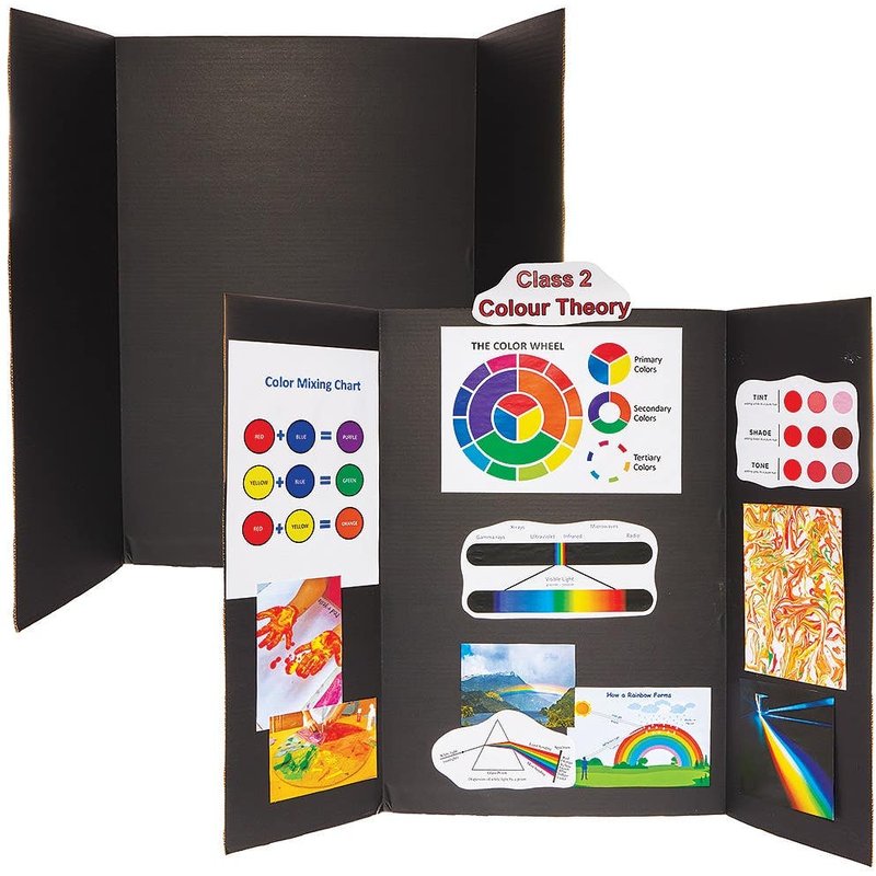 Black Presentation Boards (Pack of 4) Corrugated Cardboard, Size 122cm x 91cm, Tri-Fold Structure