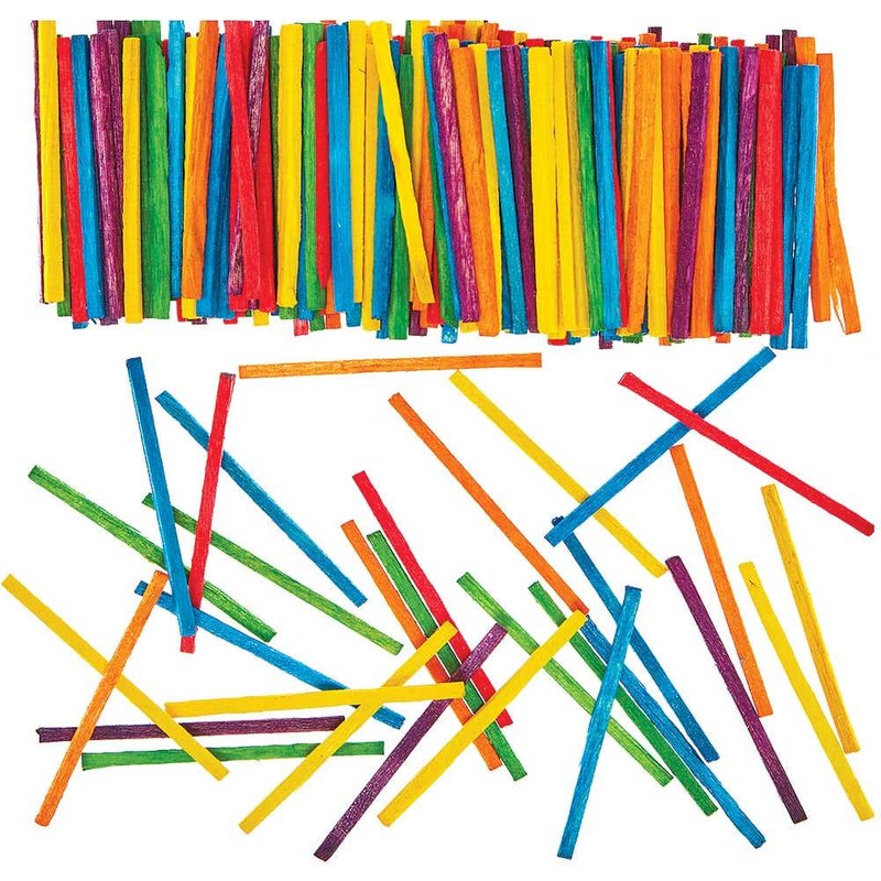 Coloured Craft Matchsticks (Pack of 2000) 6 Assorted Colours - Red, Blue, Green & More, 43mm Long