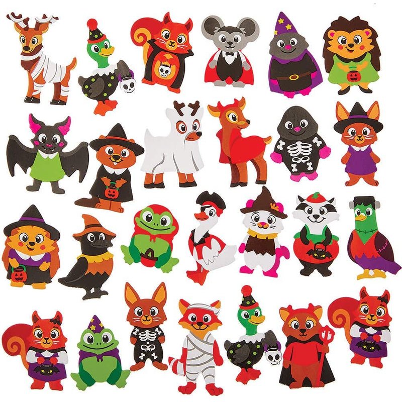Halloween Woodland Animals Foam Stickers (Pack of 150) 30 Assorted Designs, Crafts For Halloween