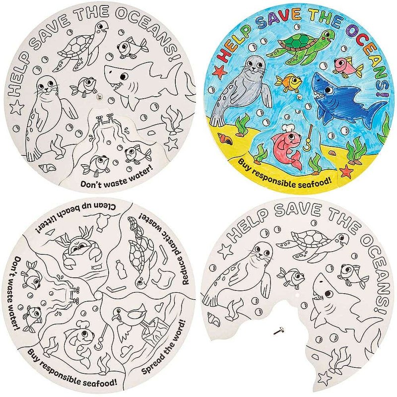 Save the Oceans Colour-in Wheel Kits (Pack of 5)
