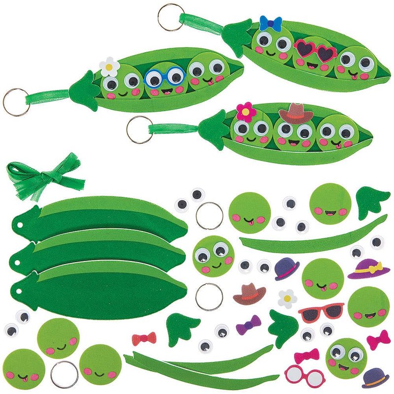 Peas in a Pod Bag Dangler & Keyring Kits (Pack of 6)