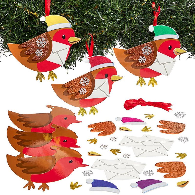 Christmas Postman Robin Decoration Kits (Pack of 6)