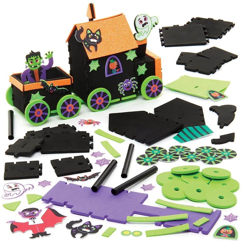 Spooky Ghost Train Kits (Pack of 2) Halloween Crafts, Size 23cm x 14cm x 8cm, Foam Self-Assemble