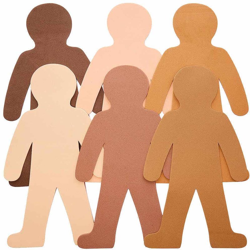 Skin Tone People Foam Cut-Outs (Pack of 24) Craft Blanks & Bases 6 assorted skin tone colours