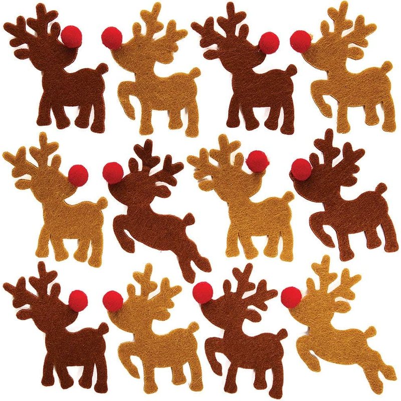 Reindeer Pom Pom Stickers (Pack of 80) Christmas Craft Supplies 2 assorted colours - Light Brown & Dark Brown