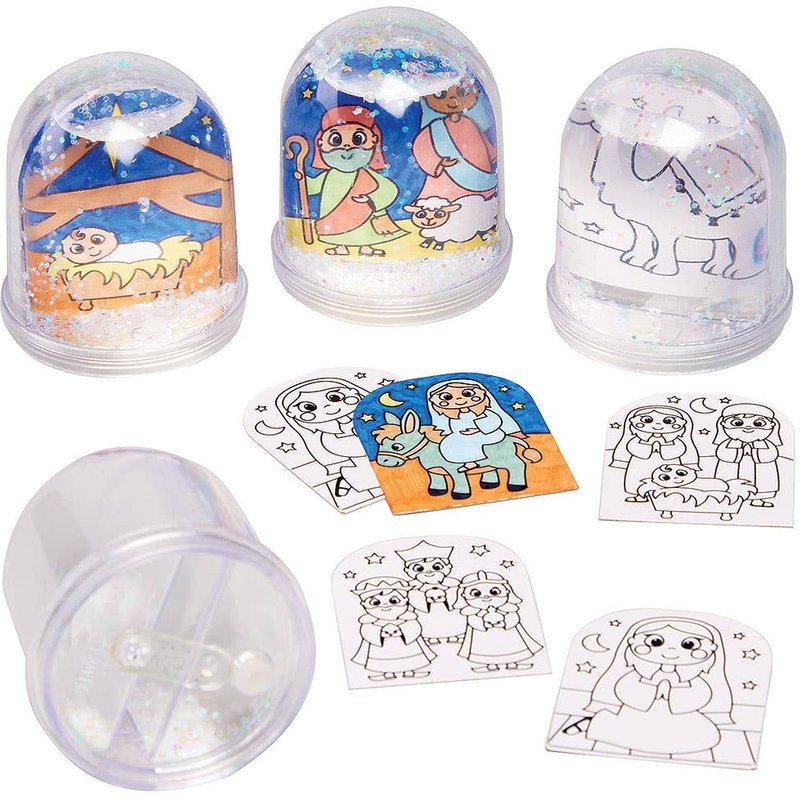 Nativity Colour-in Snow Globes (Box of 4) Christmas Crafts