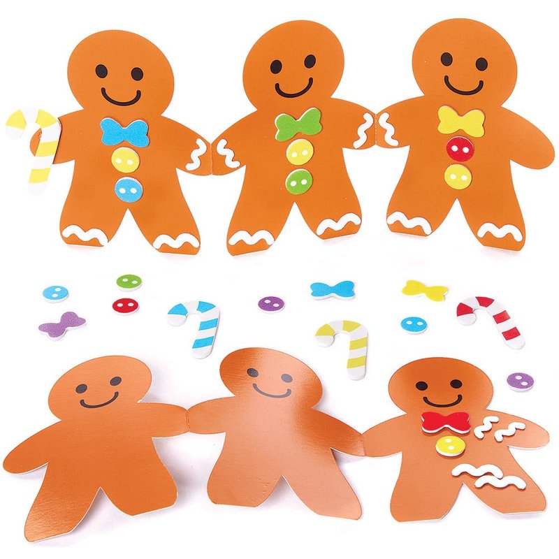 Gingerbread Man Mix & Match Greeting Card Kits (Pack of 6) 6 Assorted Designs, Christmas Crafts, Height 12cm