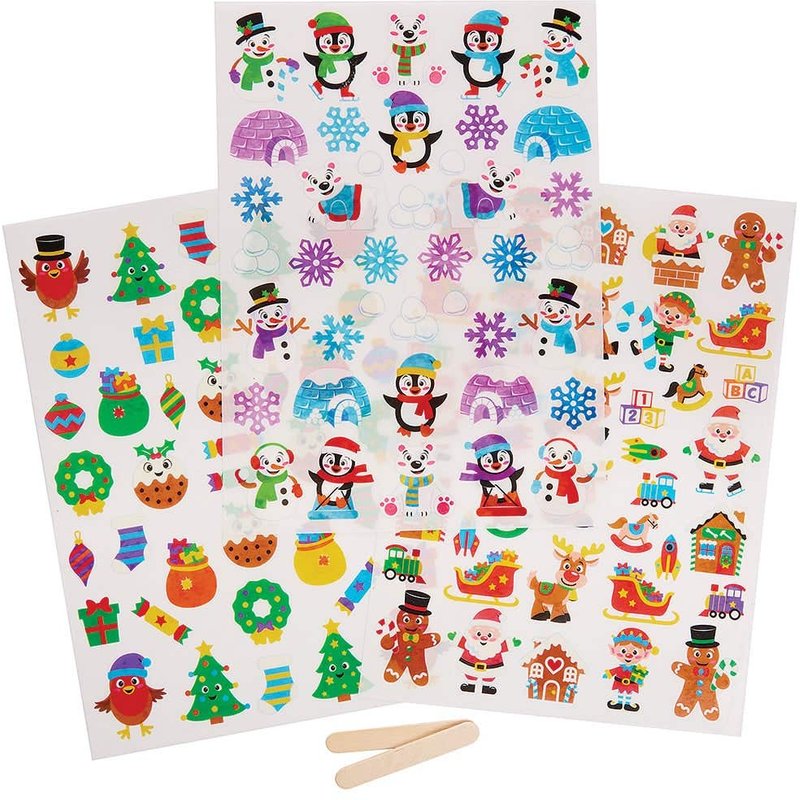 Christmas Rub-on Transfer Stickers (Pack of 120) Christmas Craft Supplies, Assorted Designs