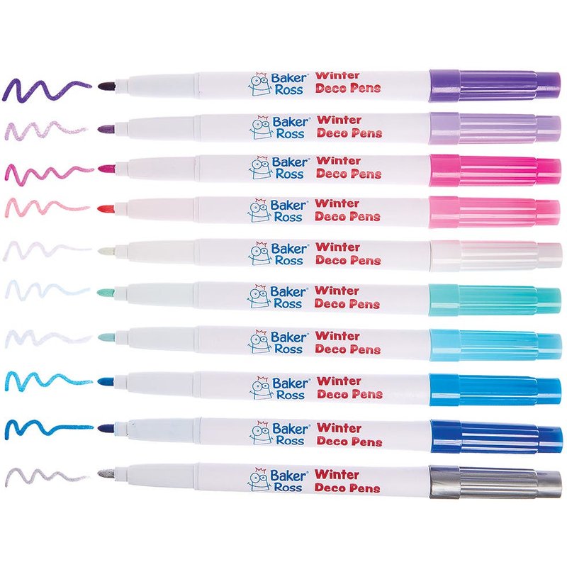 Winter Multi-Purpose Deco Pens (Pack of 10) Medium Tip, Water-Based Acrylic Paint, Gloss Finish, 10 Assorted Colours