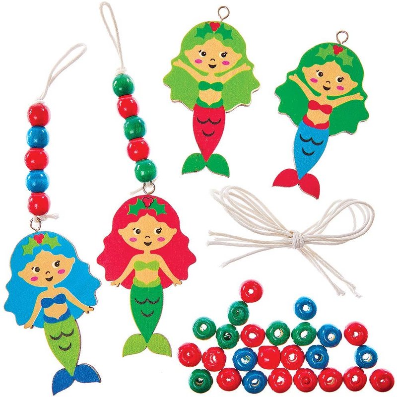 Christmas Mermaid Bead Decoration Kits (Pack of 4) Christmas Crafts