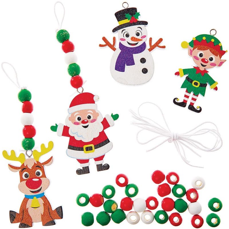 Christmas Wooden Bead Decoration Kits (Pack of 4) Christmas Crafts