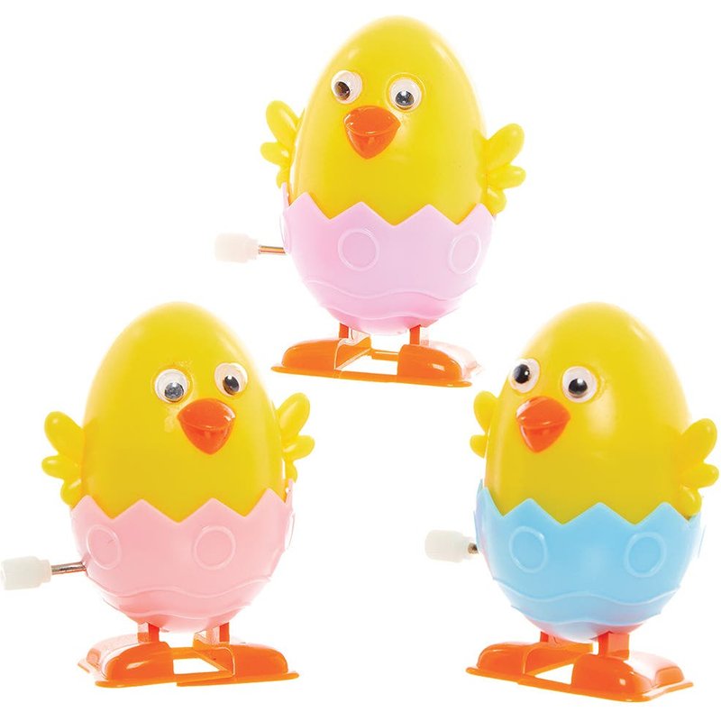 Easter Chick Wind-up Toys (Pack of 3) Funny Toy, 3 Assorted Colours, 6.5cm x 5cm