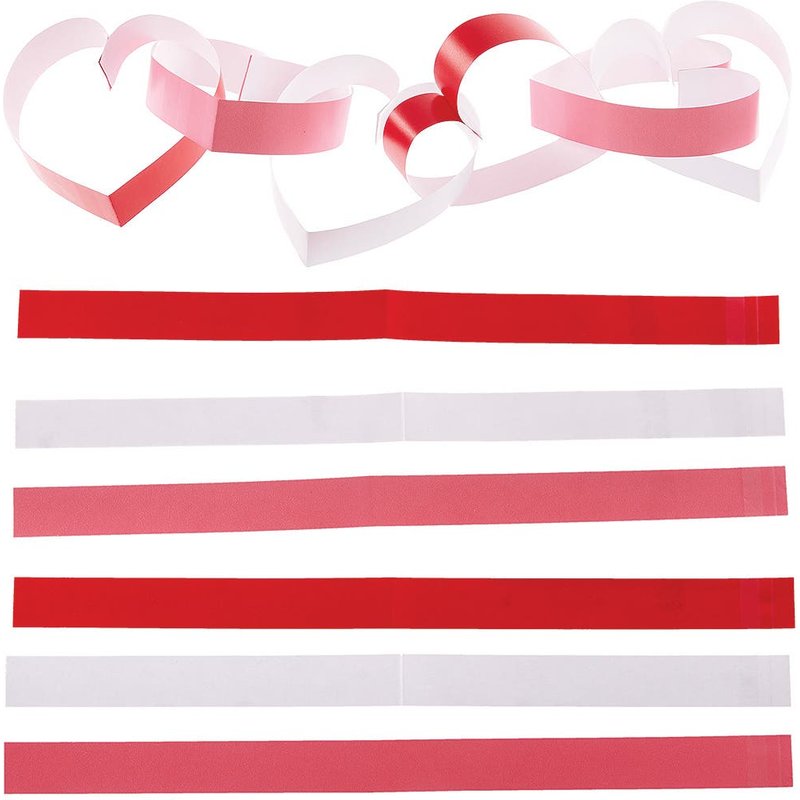 Heart Shaped Paper Chains (Pack of 150) Party Decorations, 3 Assorted Colours - Red, Pink & White