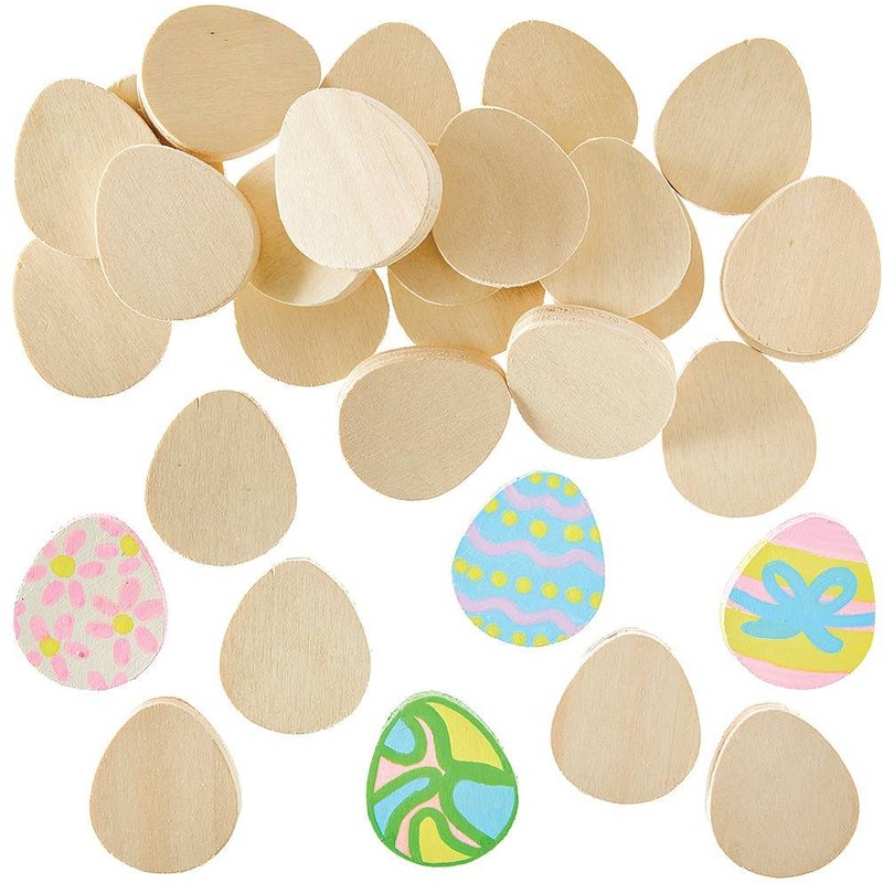 Egg Shaped Wooden Painting Stones (Pack of 30) Natural Craft Materials, Easter Decorations, Personalise Your Own