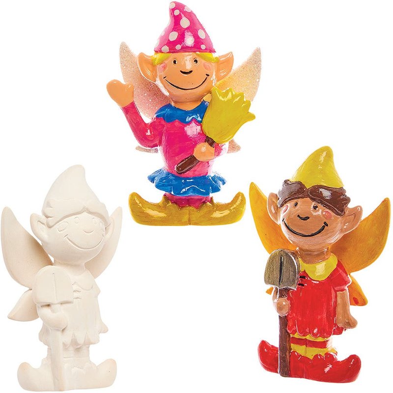 Pixie Ceramic Garden Ornaments (Box of 4) Nature Craft Kits, Outdoor Decorations, 2 Designs