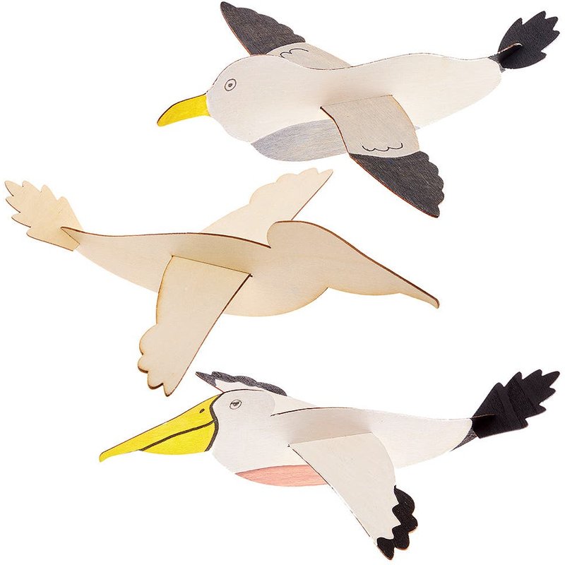 Pelican & Seagull Wooden Planes (Pack of 8) Art Craft Kits