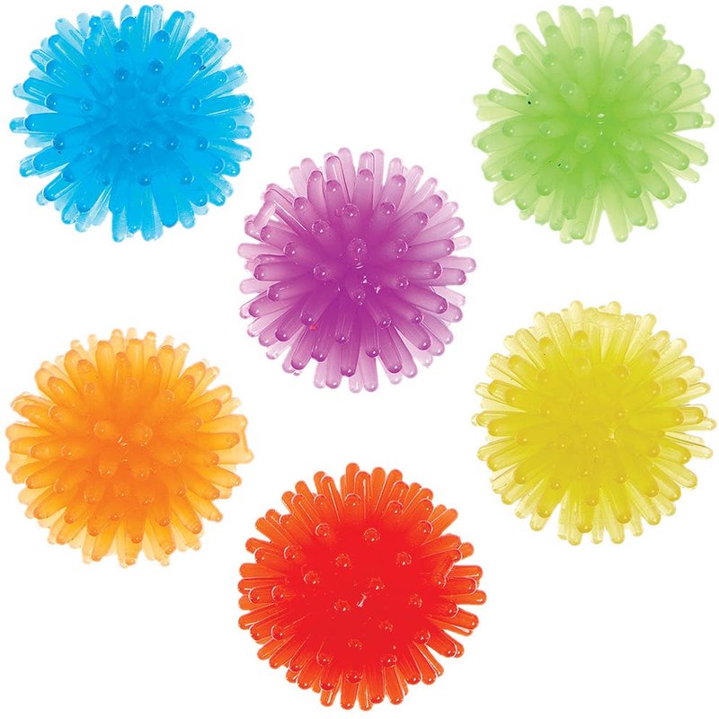 Rainbow Colours Mini Hedgehog Balls (Pack of 12) Pocket Money Toys 6 assorted rainbow colours - Red, Orange, Yellow, Blue, Green & Purple