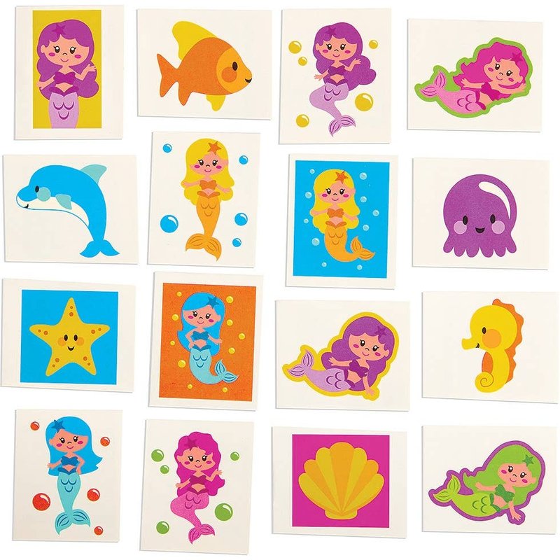 Mermaid Temporary Tattoos For Kids (Pack of 80) Small Toys