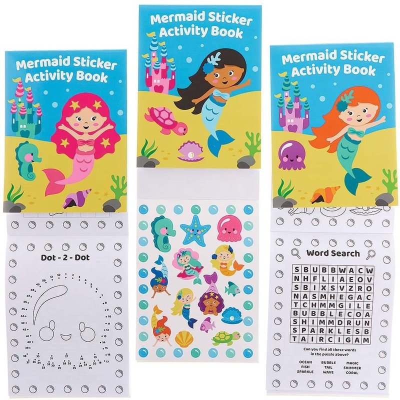 Mermaid Sticker Activity Books (Pack of 8) Creative Play Toys