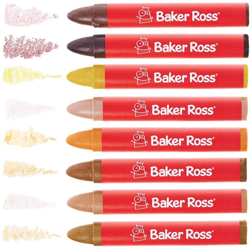 Skin Tone Chunky Crayons (Pack of 2 boxes) 8 Assorted Colours, 9.5cm Long, Mess Free Wax Crayons