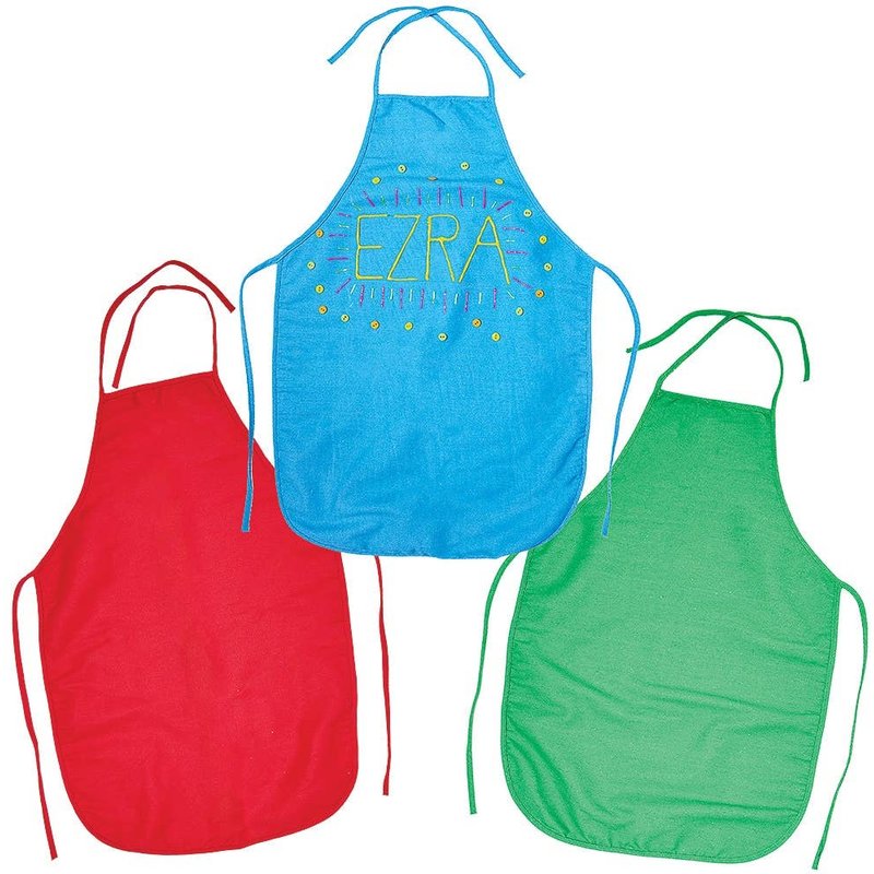 Coloured Fabric Aprons (Pack of 3) Art Supplies, Art Materials 3 assorted colours - Red, Green & Blue