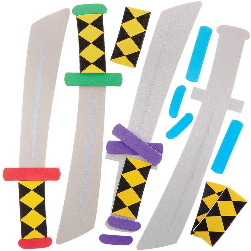 Ninja Samurai Sword Kits (Pack of 4) Creative Play Toys 4 assorted colours - Red, Green, Blue & Purple
