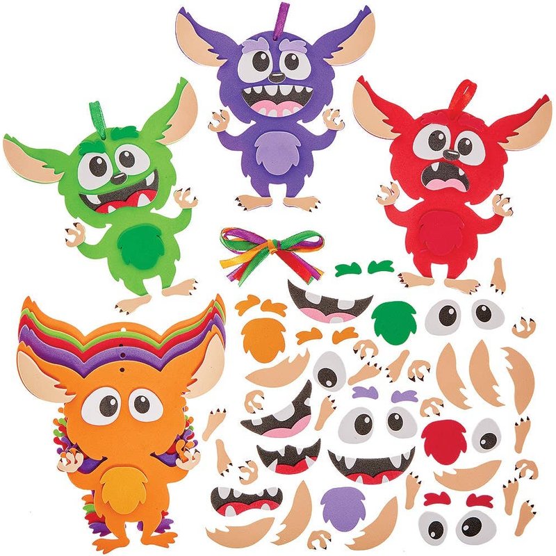 Gremlin Mix & Match Decoration Kits (Pack of 8) 4 assorted colours - Green, Orange, Red & Purple