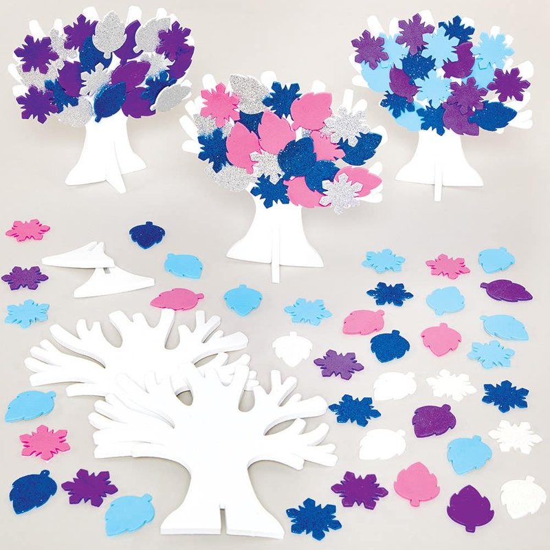 Winter Tree Kits (Pack of 5) 6 assorted leaf colours - Pink, Purple, Light Blue, Dark Blue, Silver & White