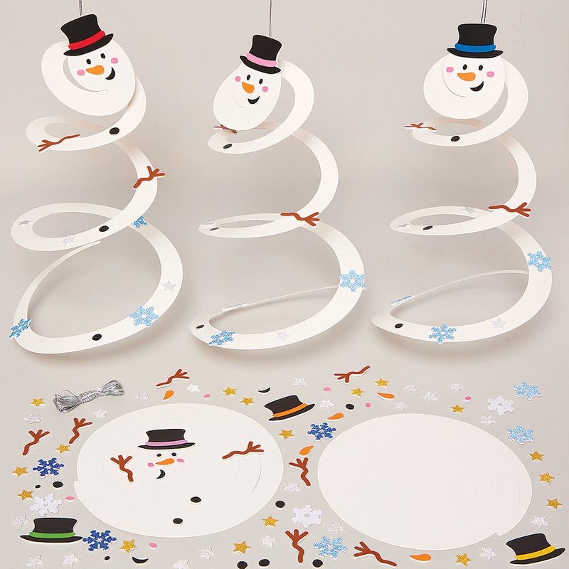 Snowman Colour-in Spiral Decoration Kits (Pack of 8)