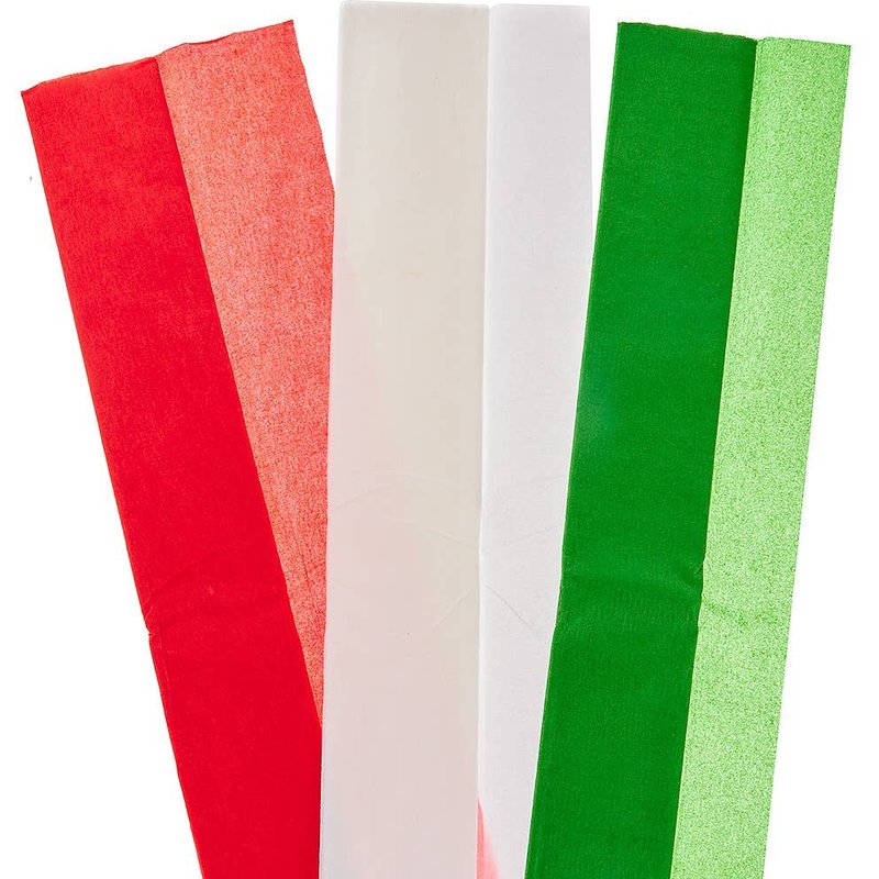 Christmas Crepe Paper (Pack of 9) 3 assorted colours - Green, Red & White