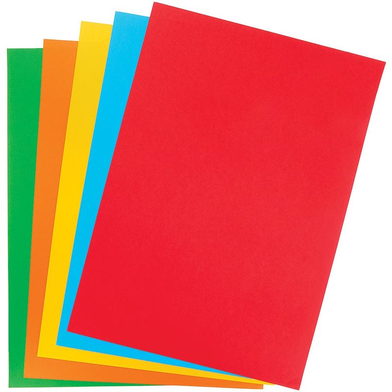 A3 Coloured Copier Card 160gsm (Pack of 50) 5 assorted colours - Red, Orange, Green, Blue & Yellow