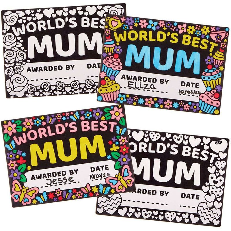 Mother’s Day Colour-in Fuzzy Art Certificates (Pack of 8)