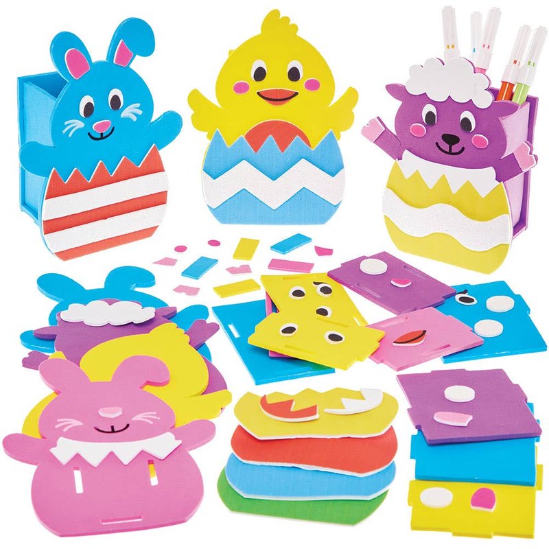 Easter Pen Pot Kits (Pack of 4), Easter Crafts For Kids, 4 Assorted Designs