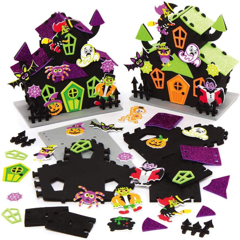 Haunted House Kits (Pack of 2) Halloween Crafts, DIY 3D Decorations, Foam Stickers Included