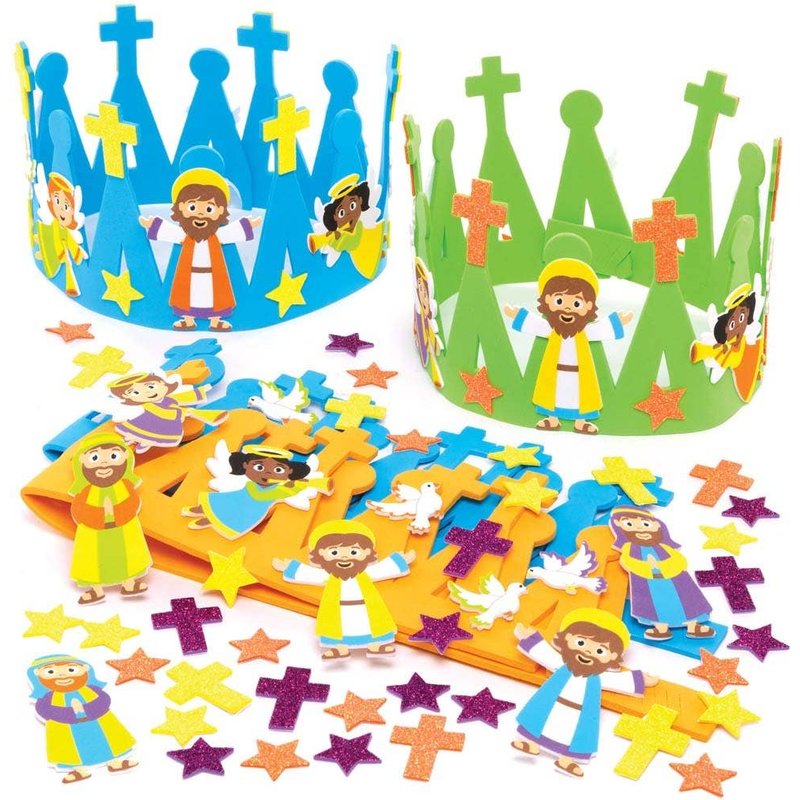 Holy Week Crown Kits (Pack of 3) Easter Crafts For Kids 3 assorted crown colours - Blue, Green & Orange