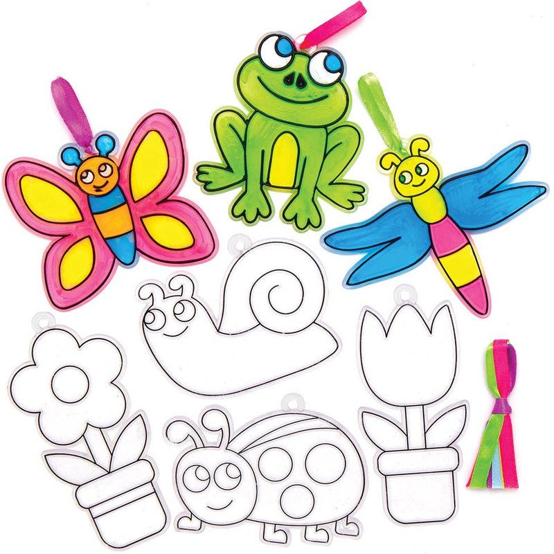 In The Garden Suncatchers (Pack of 10) Decoration Craft Kits 5 assorted ribbon colours - Pink, Green, Blue, Yellow & Purple